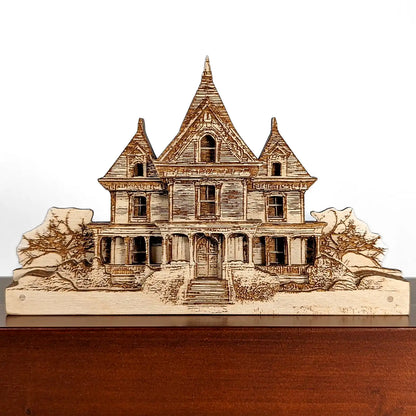 Handmade Wooden Haunted House – Victorian Halloween Decoration