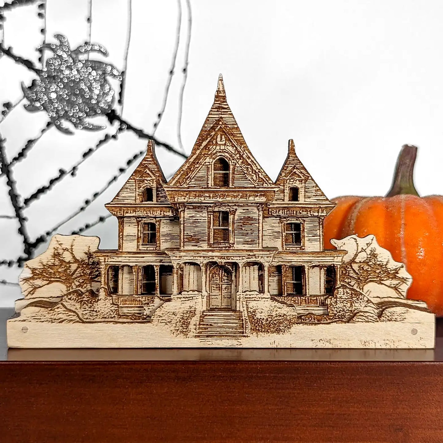 Handmade Wooden Haunted House – Victorian Halloween Decoration