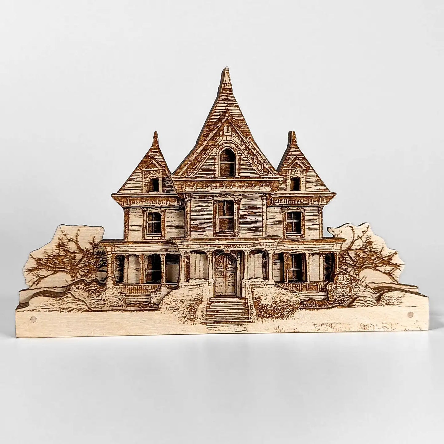 Handmade Wooden Haunted House – Victorian Halloween Decoration