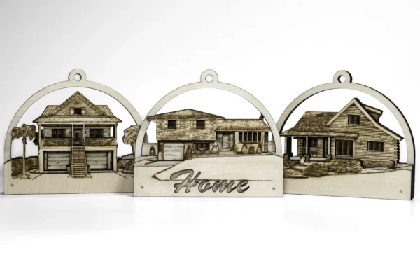 Examples of custom handmade ornaments of houses and homes LittleHomeReplicas scaled