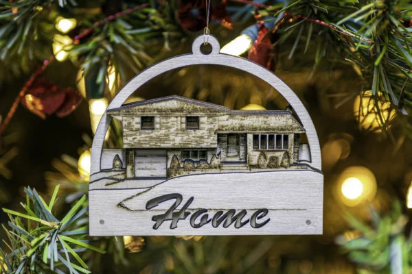 House ornament featuring home as custom Christmas gift LittleHomeReplicas scaled